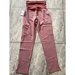 FIGS Scrub Pants Womens XS Tall Maternity Pink Yola Skinny Yoga Waistband Cargo